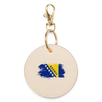 Bosnien Vintage Flagge / Geschenk Sarajevo - Runder Schlüsselanhänger - Auster - Vorne