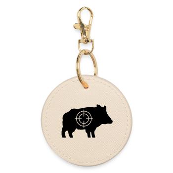 Wildschwein mit Fadenkreuz - Runder Schlüsselanhänger - Auster - Vorne