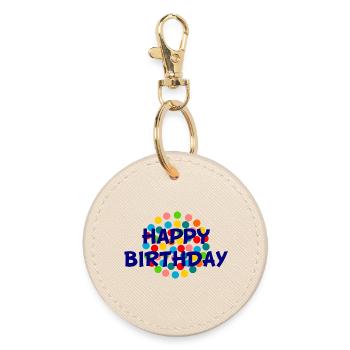 GEBURTSTAG. HAPPY BIRTHDAY. ALLES GUTE ZUM GEBURTSTAG. - Runder Schlüsselanhänger - Auster - Vorne