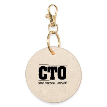 CEO des Tippspiels - CTO - Chief Tippspiel Officer - Runder Schlüsselanhänger - Auster - Vorne