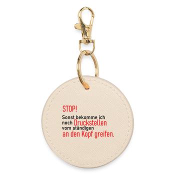 Facepalm Spruch Druckstellen am Kopf - Runder Schlüsselanhänger - Auster - Vorne