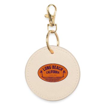 Vintage Long Beach California - Round Keyring - oyster - Front