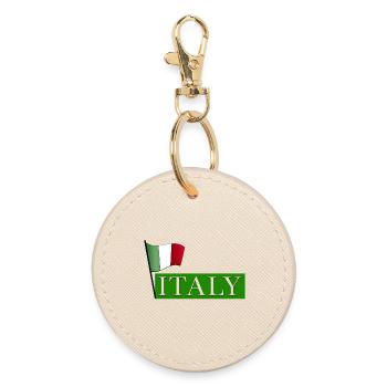 ITALIA lettering with national flag - Round Keyring - oyster - Front