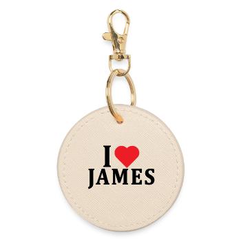 t-shirt I love James t-shirt gift idea - Round Keyring - oyster - Front
