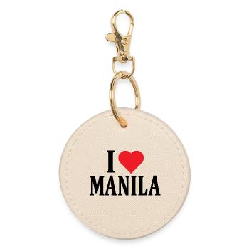 name t-shirt I love Manila t-shirt gift idea - Round Keyring - oyster - Front
