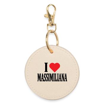 t-shirt I love Massimiliana t-shirt gift idea - Round Keyring - oyster - Front