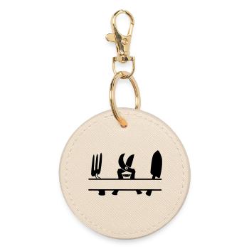 Garden gardener tool text banner - Round Keyring - oyster - Front