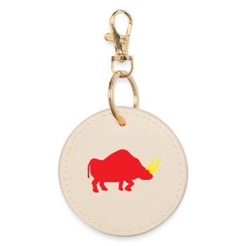 Red and Yellow Rhino - Round Keyring - oyster - Front