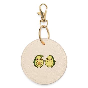 Animated Cute Avocado Duo - Round Keyring - oyster - Front