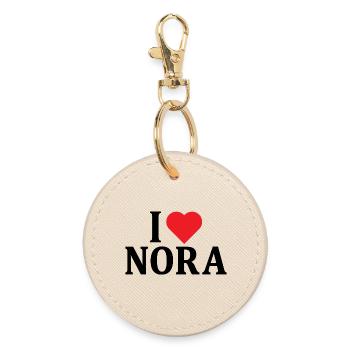 T-Shirt I love Nora T-Shirt Geschenkidee - Runder Schlüsselanhänger - Auster - Vorne