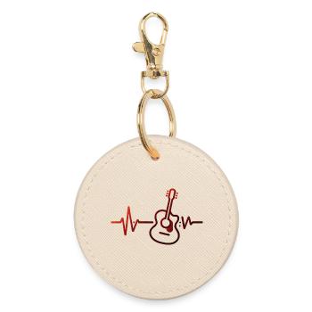 Heartbeat Minimalist Design T-Shirt. - Round Keyring - oyster - Front