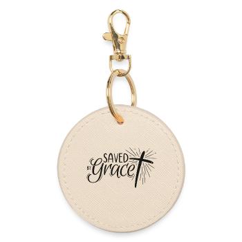 Saved by Grace Lettering - Runder Schlüsselanhänger - Auster - Vorne