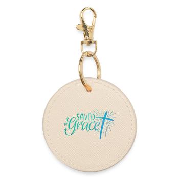 Saved by Grace Lettering - Runder Schlüsselanhänger - Auster - Vorne