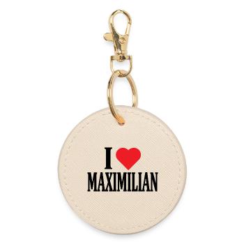 t-shirt I love Maximilian t-shirt gift idea - Round Keyring - oyster - Front