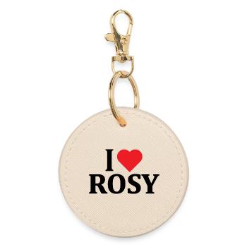T-Shirt I love Rosy T-Shirt Geschenkidee - Runder Schlüsselanhänger - Auster - Vorne