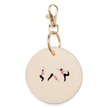 Power yoga dans la salle de sport rose - Porte-clés rond - huître - Devant