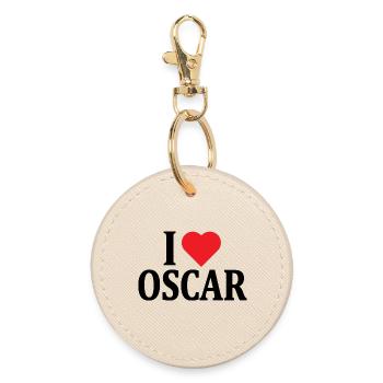 t-shirt I love Oscar t-shirt gift idea - Round Keyring - oyster - Front