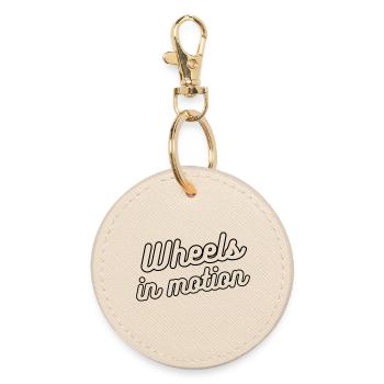 Wheels in motion. For wheelchair users # - Round Keyring - oyster - Front