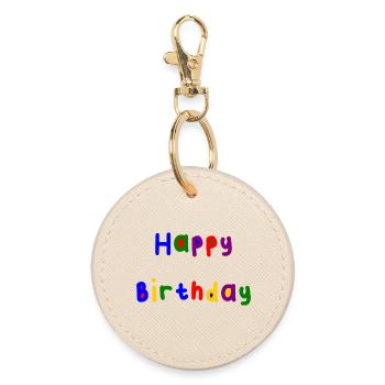 ALLES GUTE ZUM GEBURTSTAG. ALLES GUTE ZUM GEBURTSTAG. GEBURTSTAG. - Runder Schlüsselanhänger - Auster - Vorne