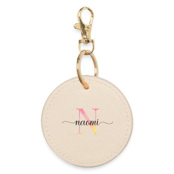 N | Monogram | Name | Naomi |Watercolor - Round Keyring - oyster - Front