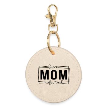 Super Mom Super Wife - Round Keyring - oyster - Front