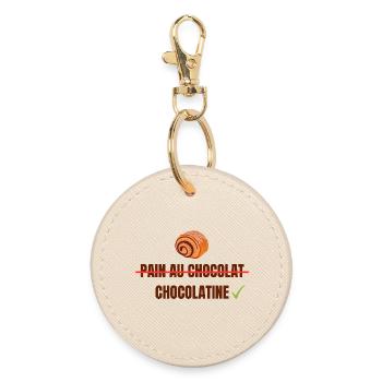 Pain au Chocolat Chocolatine - Round Keyring - oyster - Front