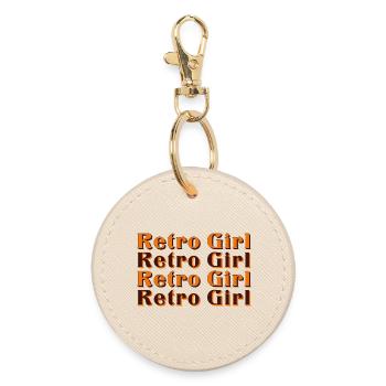 Fille rétro – Style vintage des années 70 - Porte-clés rond - huître - Devant