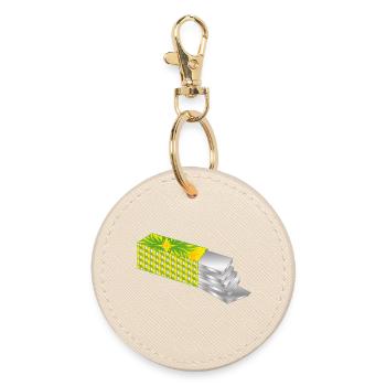 Chewing gum pack – Fresh, colourful and full of energy - Round Keyring - oyster - Front