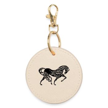Cheval noir celte - Porte-clés rond - huître - Devant