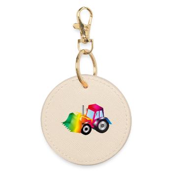 Regenbogen-Bagger voller Farbenfreude - Runder Schlüsselanhänger - Auster - Vorne