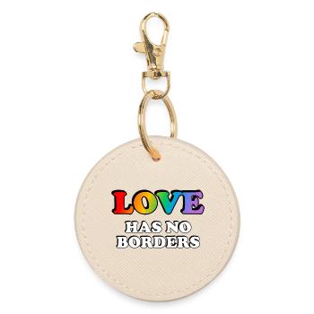 T-shirt arc-en-ciel LGBT Love No Borders - Porte-clés rond - huître - Devant