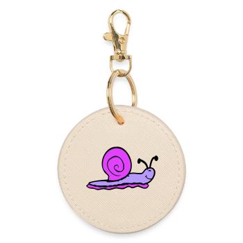 snail shell snail slug smiles sweetly - Round Keyring - oyster - Front