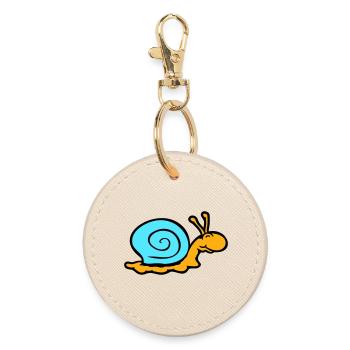 snail shell snail slug smiles sweetly - Round Keyring - oyster - Front
