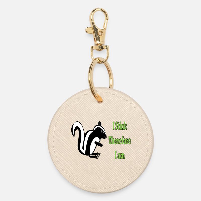 Humorous Skunk Philosophy Quote Design - Round Keyring - oyster