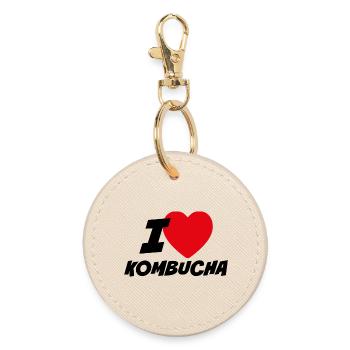 I love kombucha - Round Keyring - oyster - Front