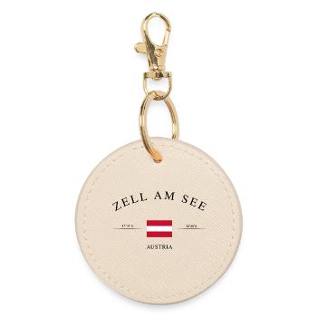 Zell am See Österreich – Urlaub Souvenir Geschenk - Runder Schlüsselanhänger - Auster - Vorne