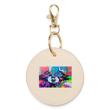 Colorful raccoon - Round Keyring - oyster - Front