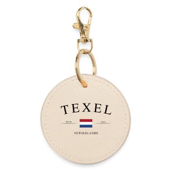 Texel Niederlande – Urlaub Souvenir & Geschenk - Runder Schlüsselanhänger - Auster - Vorne