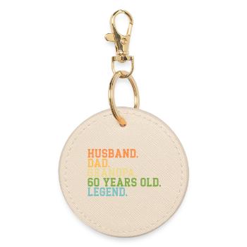Husband Dad Grandpa 65 Years Old Legend - Round Keyring - oyster - Front
