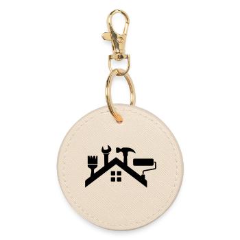 Home & Craft Logo – Hammer Brush Paint Roller - Round Keyring - oyster - Front