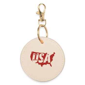 USA map with letter monograms and stars - Round Keyring - oyster - Front