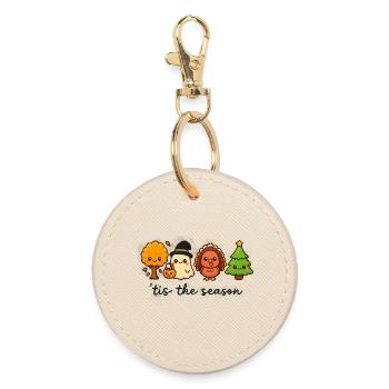 Saisonale Freunde, Herbst bis Weihnachten - Runder Schlüsselanhänger - Auster - Vorne