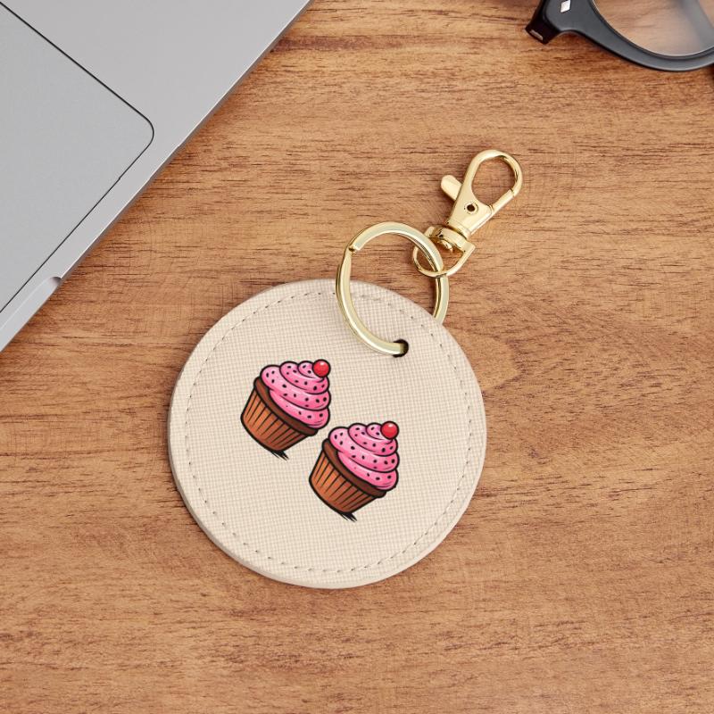 Cupcake Baking Round Keyring
