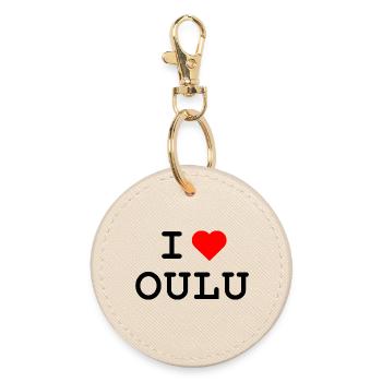 Ich liebe Oulu - I love Oulu - Round Keyring - oyster - Front