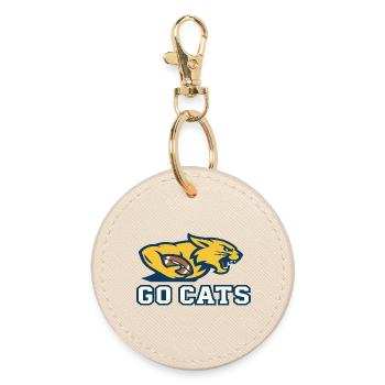 Go Cats Football Wildcat Side Mascot - Round Keyring - oyster - Front