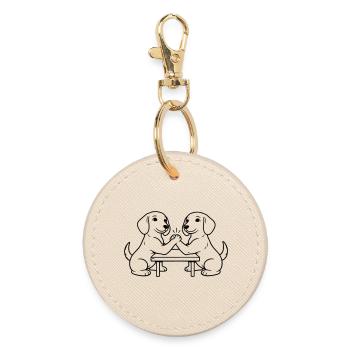 Dachshund Armwrestling Arm Wrestling - Round Keyring - oyster - Front