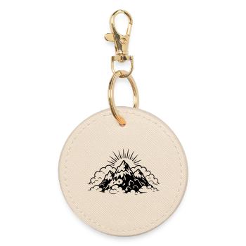 Berge Landschaft Symbol - Runder Schlüsselanhänger - Auster - Vorne