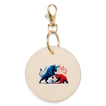 Bull vs. Bear Wall Street Stock Market Fight Stocks - Round Keyring - oyster - Front