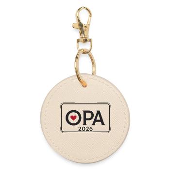 OPA 2026 Stolzer Großvater Ankündigung - Runder Schlüsselanhänger - Auster - Vorne
