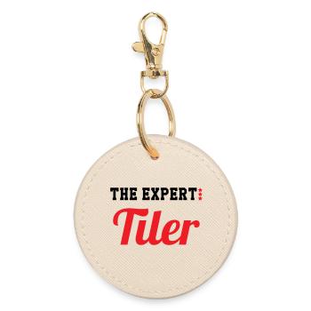 Expert tiler – pro tile laying precision - Round Keyring - oyster - Front